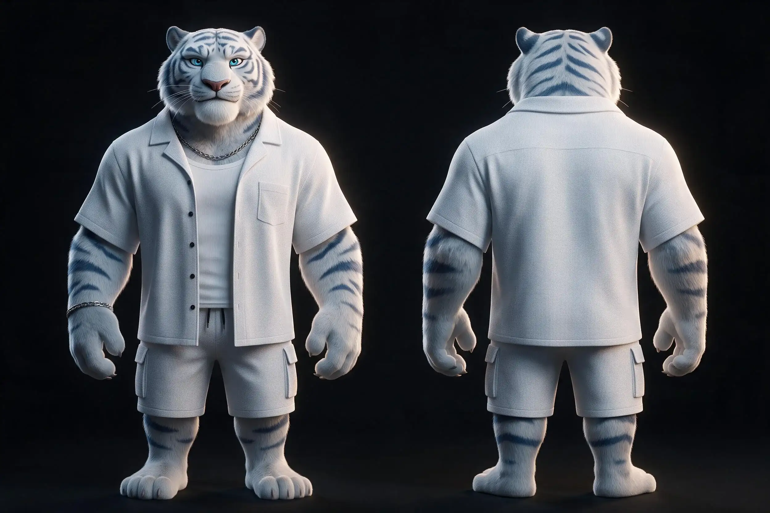 LA CRÈME présenté de face et de dos dans sa tenue blanche