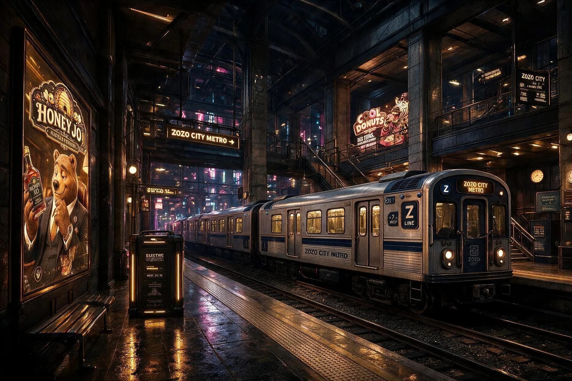 Une rame de la ligne 7 dans une station de métro de La Vallée