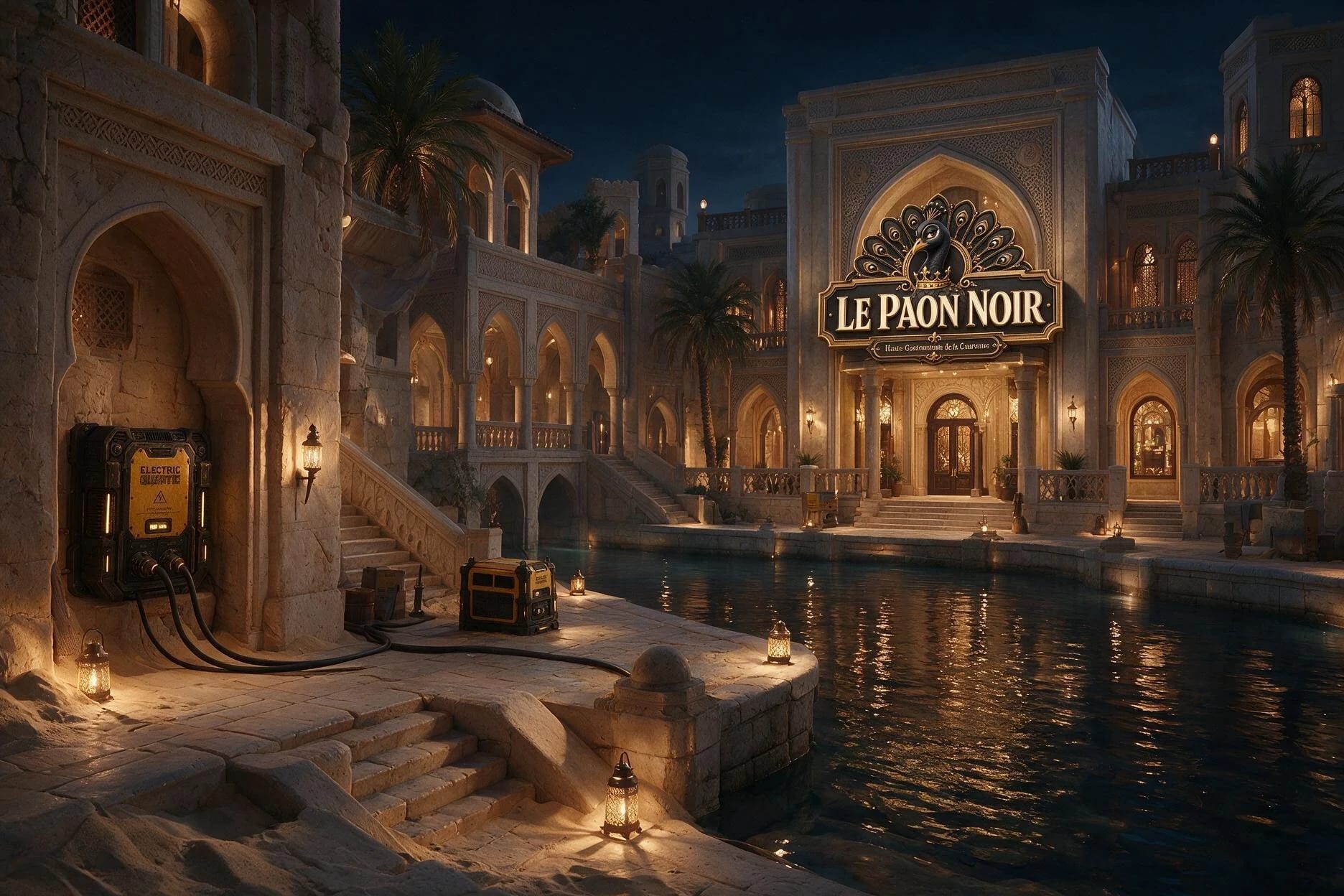 Le restaurant Le Paon Noir au bord d’un canal dans Le Sanctuaire