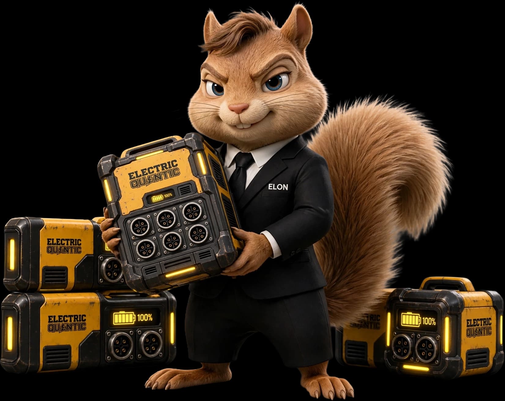 Elon Nuts presenting the Electric Quantic batteries that power ZOZO CITY